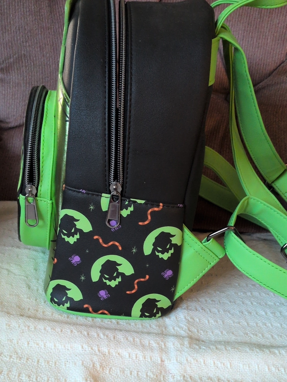 Disney The Nightmare Before Christmas Oogie Boogie Green and Black Mini Backpack - Picture 2 of 5